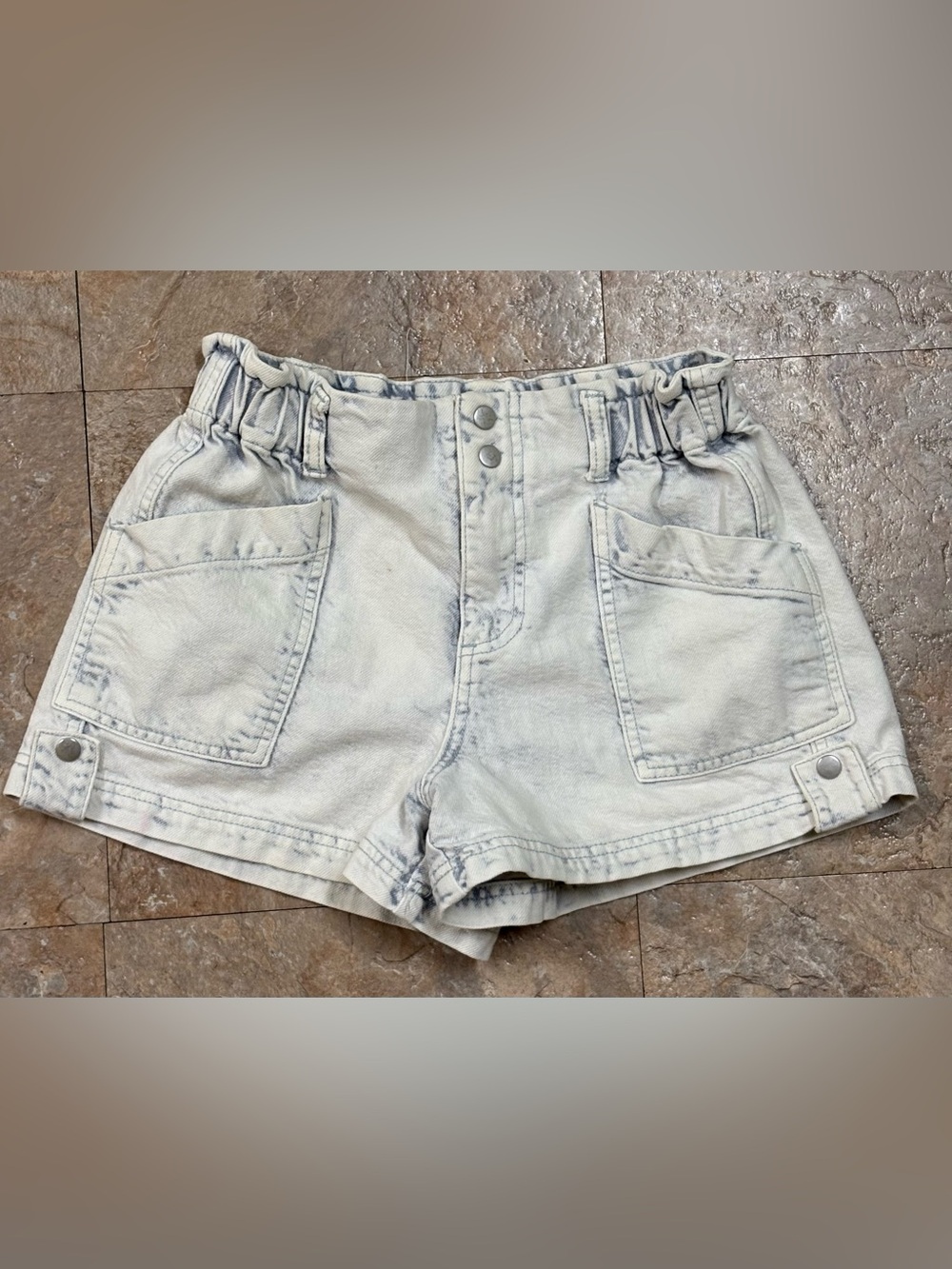 Anthropologie Light Blue Elastic-Waist Denim Shorts